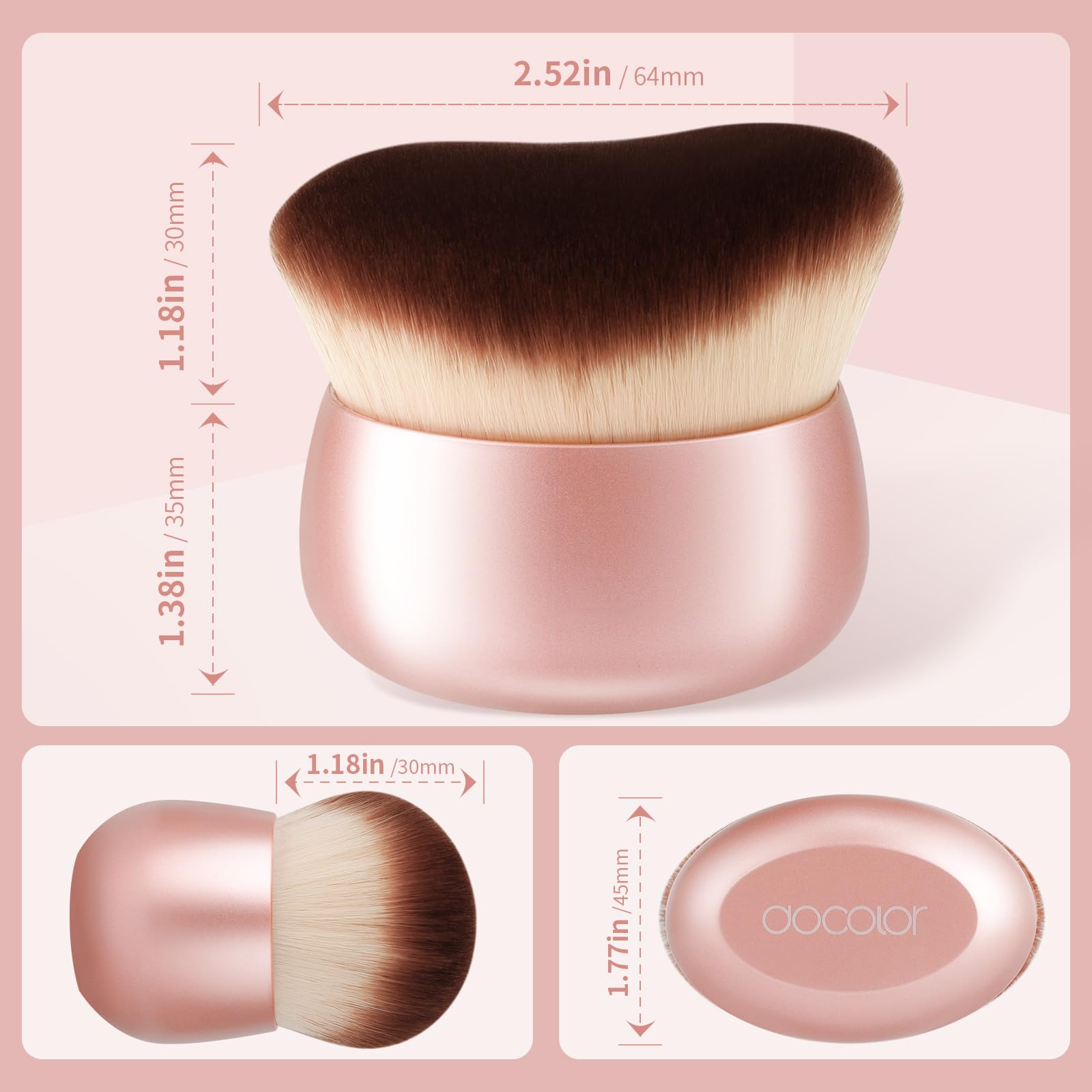docolor Extra Large Body Makeup Brush for Self Tanner – 3 Inch Wide Head for Fast Full-Body Coverage, Soft Synthetic Fibers for Flawless Application of Foundation, Powder, Bronzer, Face and Body Brush