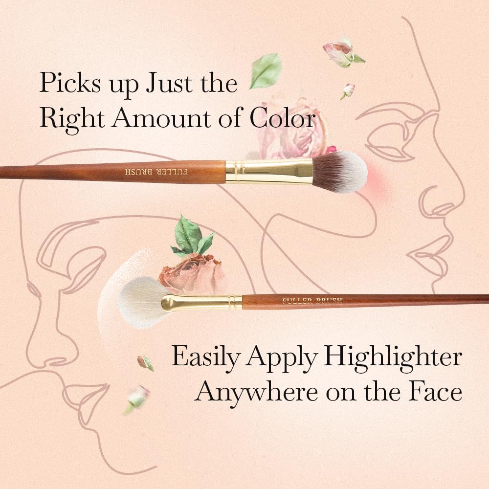 Fuller Brush Cosmetic Brush Set with Case – 7-Piece Makeup Brush Collection for Face & Eyes – Includes Powder, Foundation, Blush, Concealer, Eyeliner, Fan & Blending Brushes – Synthetic Bristles