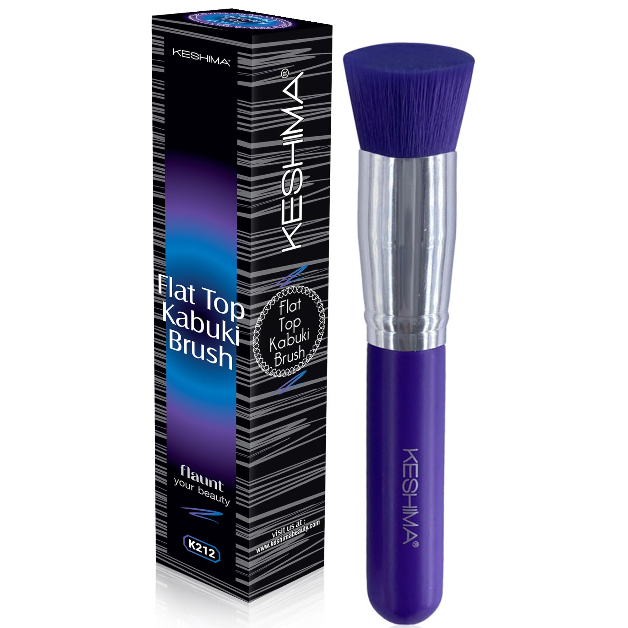 Flat Top Kabuki Foundation Brush By KESHIMA - Premium Makeup Brush for Liquid, Cream, and Powder - Buffing, Blending, and Face - 1.2" Top Diameter