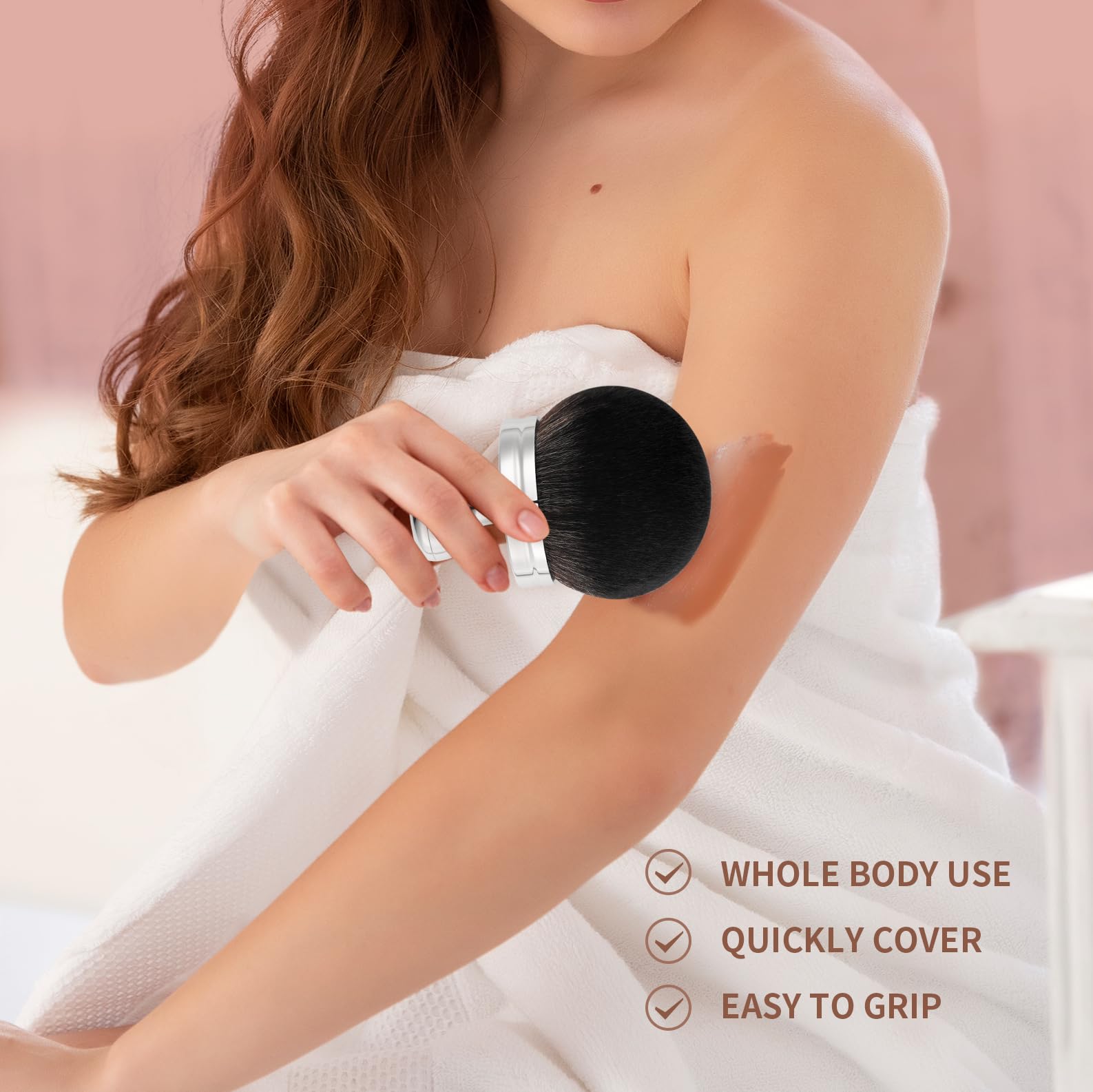 docolor Extra Large Body Makeup Brush for Self Tanner – 3 Inch Wide Head for Fast Full-Body Coverage, Soft Synthetic Fibers for Flawless Application of Foundation, Powder, Bronzer, Face and Body Brush