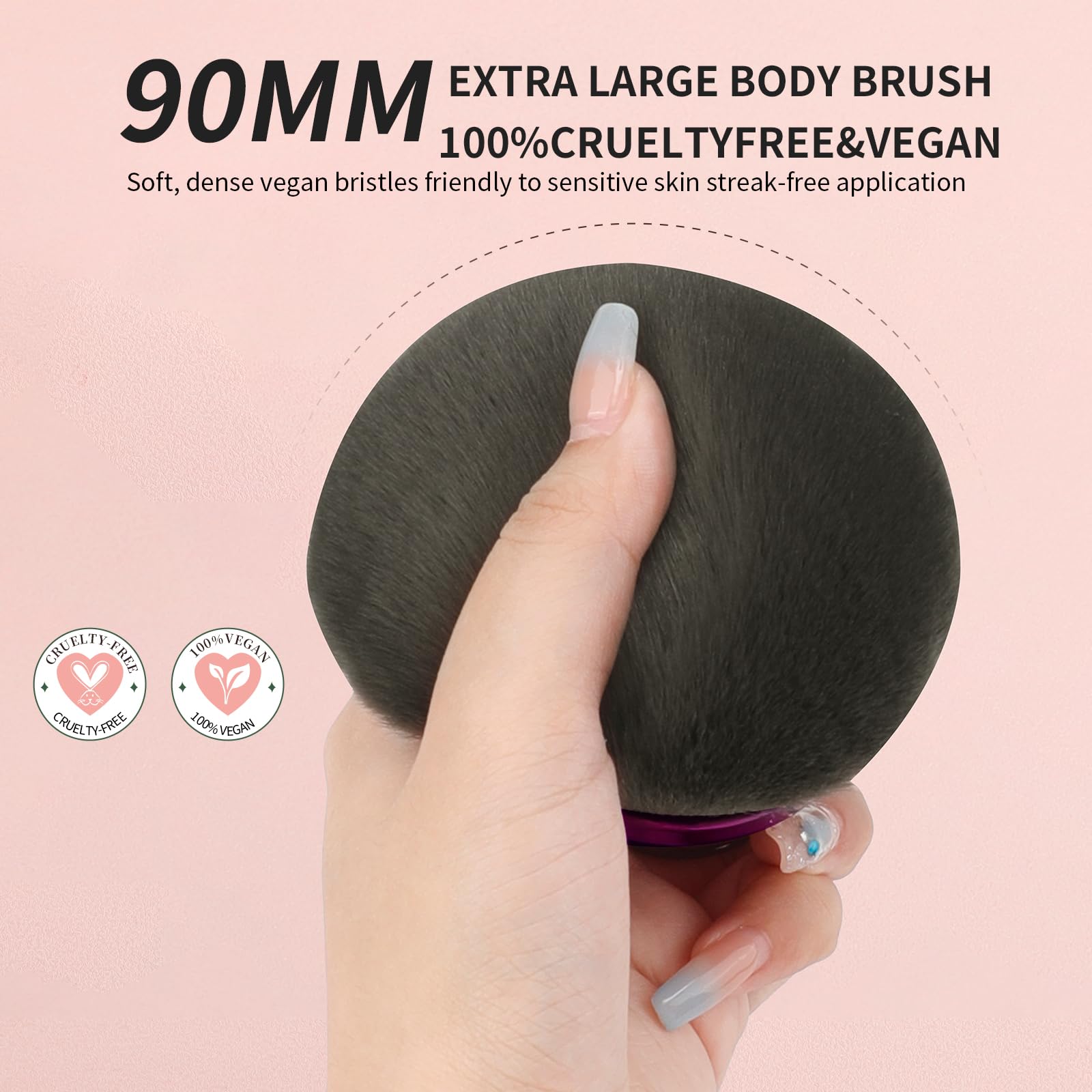 docolor Extra Large Body Makeup Brush for Self Tanner – 3 Inch Wide Head for Fast Full-Body Coverage, Soft Synthetic Fibers for Flawless Application of Foundation, Powder, Bronzer, Face and Body Brush
