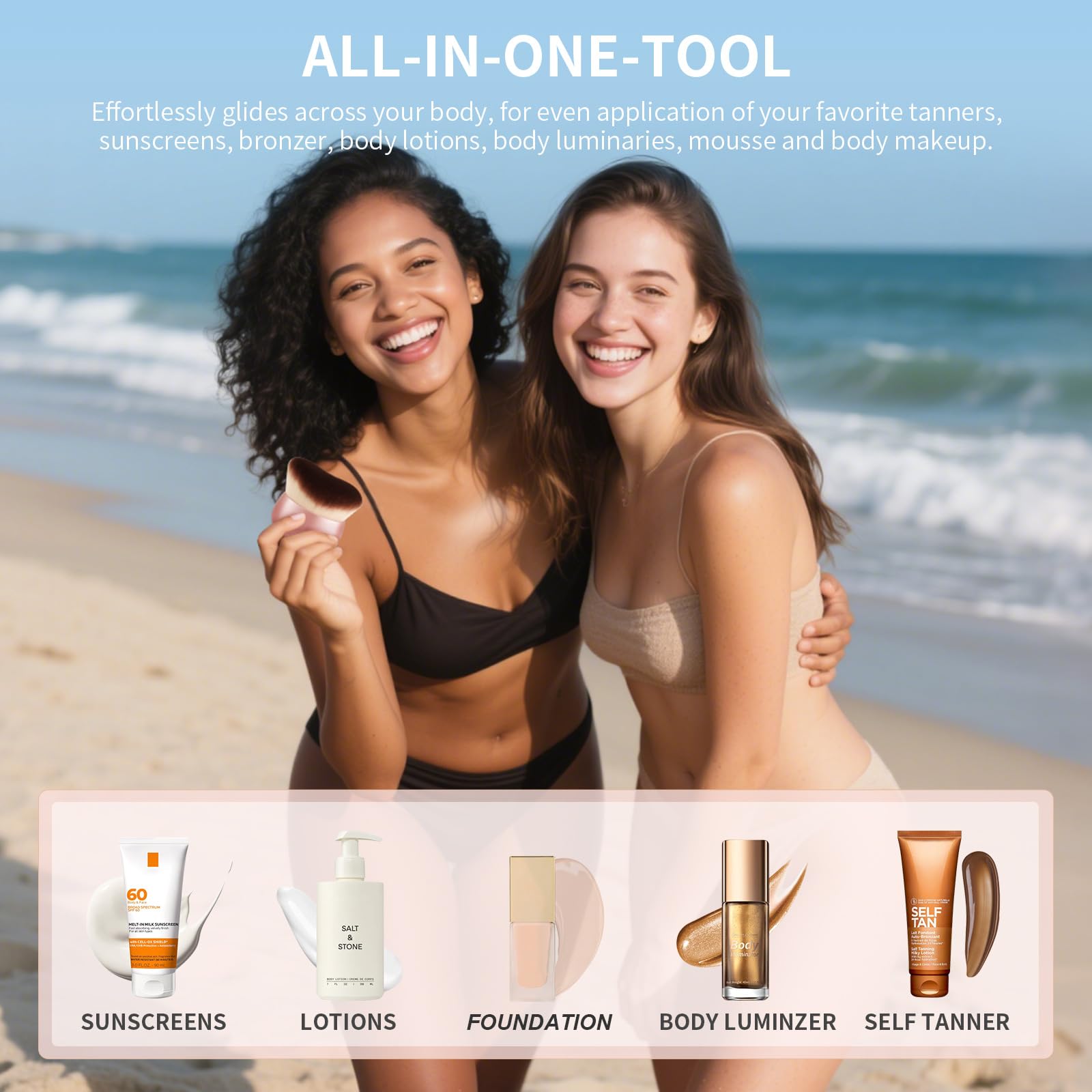 docolor Extra Large Body Makeup Brush for Self Tanner – 3 Inch Wide Head for Fast Full-Body Coverage, Soft Synthetic Fibers for Flawless Application of Foundation, Powder, Bronzer, Face and Body Brush