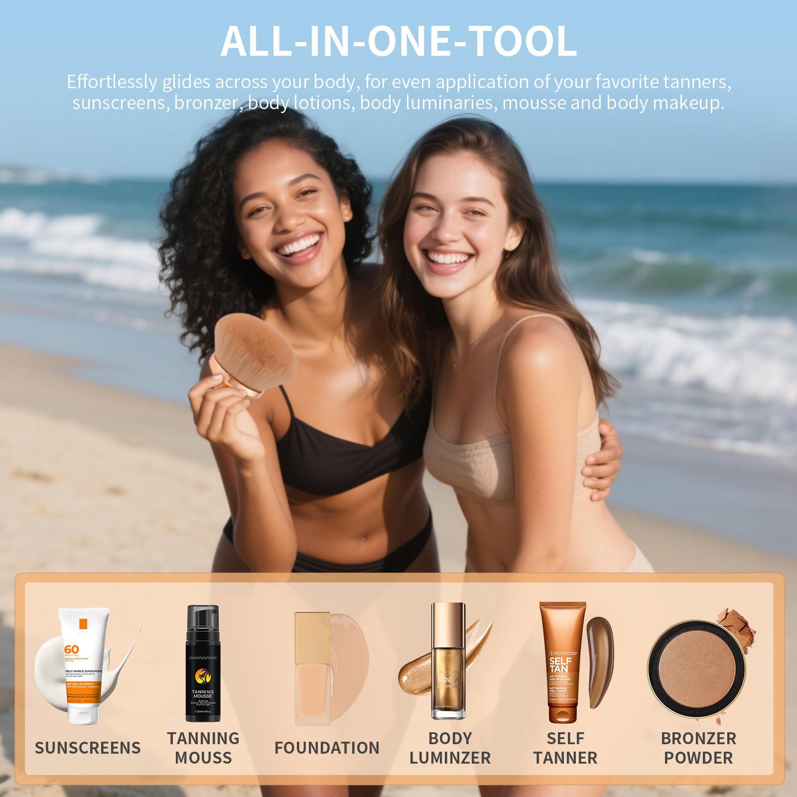 docolor Extra Large Body Makeup Brush for Self Tanner – 3 Inch Wide Head for Fast Full-Body Coverage, Soft Synthetic Fibers for Flawless Application of Foundation, Powder, Bronzer, Face and Body Brush