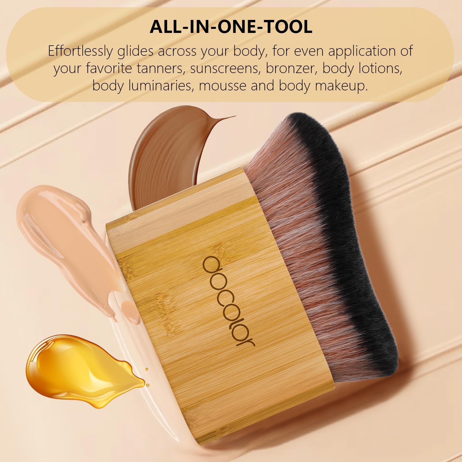 docolor Extra Large Body Makeup Brush for Self Tanner – 3 Inch Wide Head for Fast Full-Body Coverage, Soft Synthetic Fibers for Flawless Application of Foundation, Powder, Bronzer, Face and Body Brush