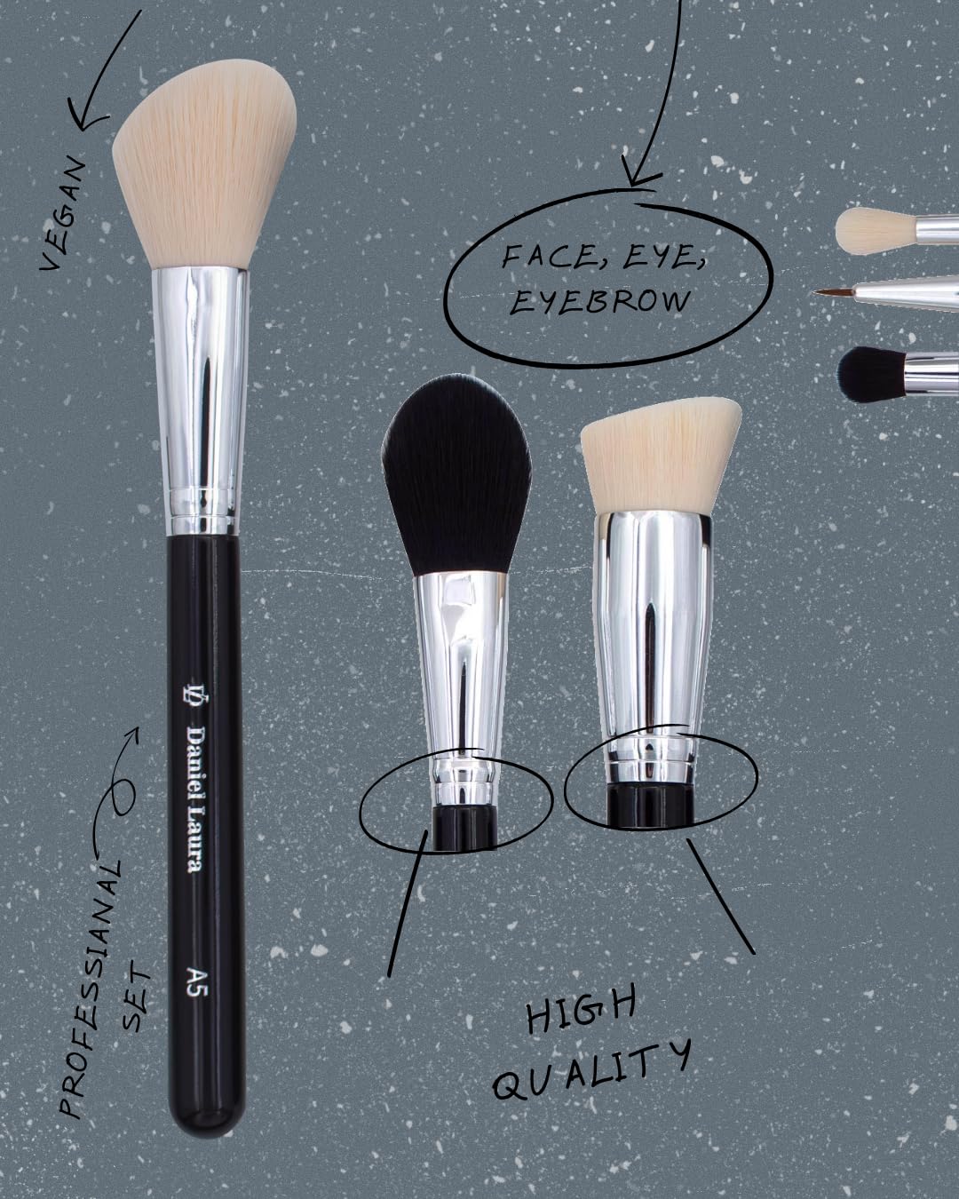 Studio Dense Makeup Brushes Set Professional 15PCS | Vegan Bristles | Flawless Blending | Makeup Brush Set with Case | Foundation, Powder, Blush, Contour, Highlight