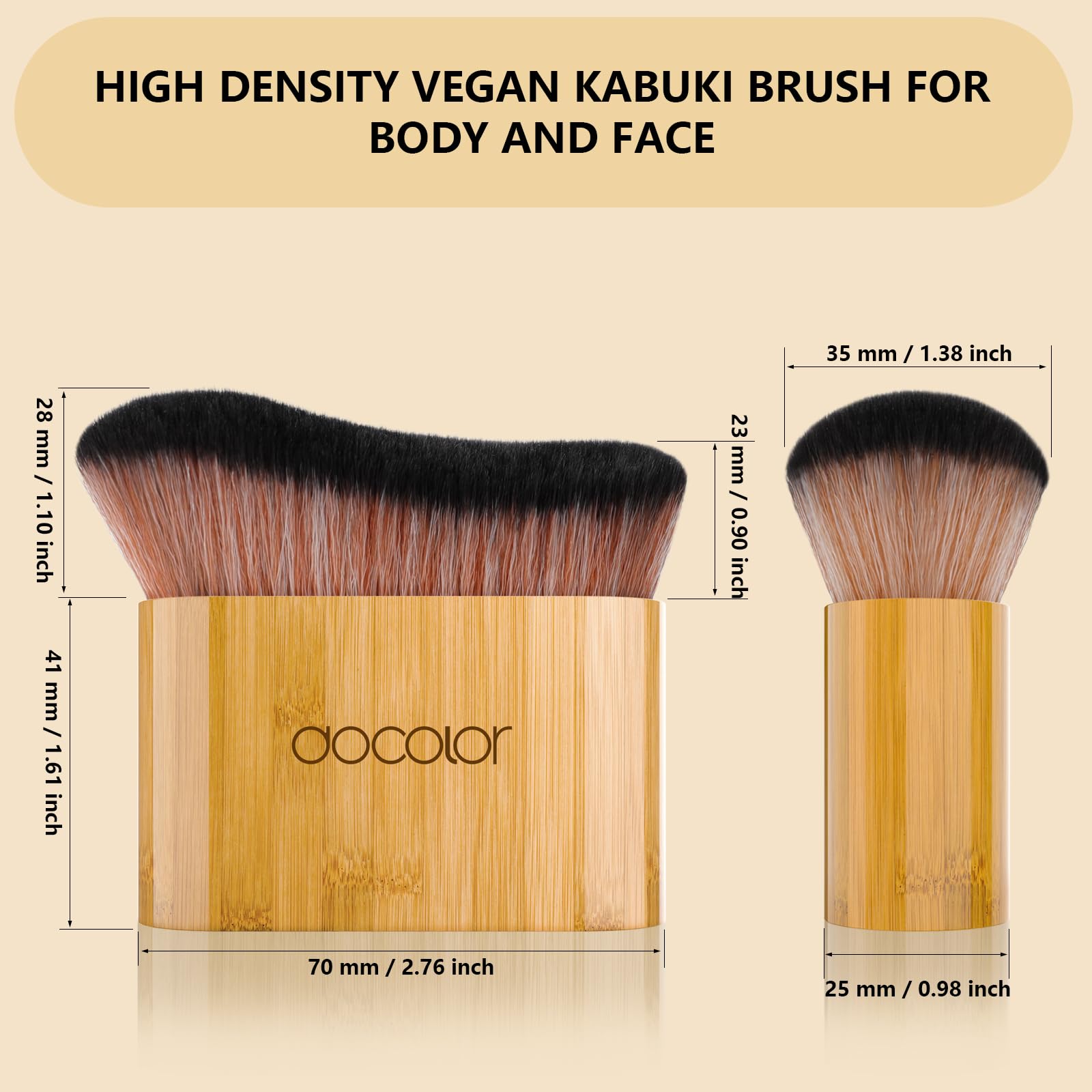 docolor Extra Large Body Makeup Brush for Self Tanner – 3 Inch Wide Head for Fast Full-Body Coverage, Soft Synthetic Fibers for Flawless Application of Foundation, Powder, Bronzer, Face and Body Brush