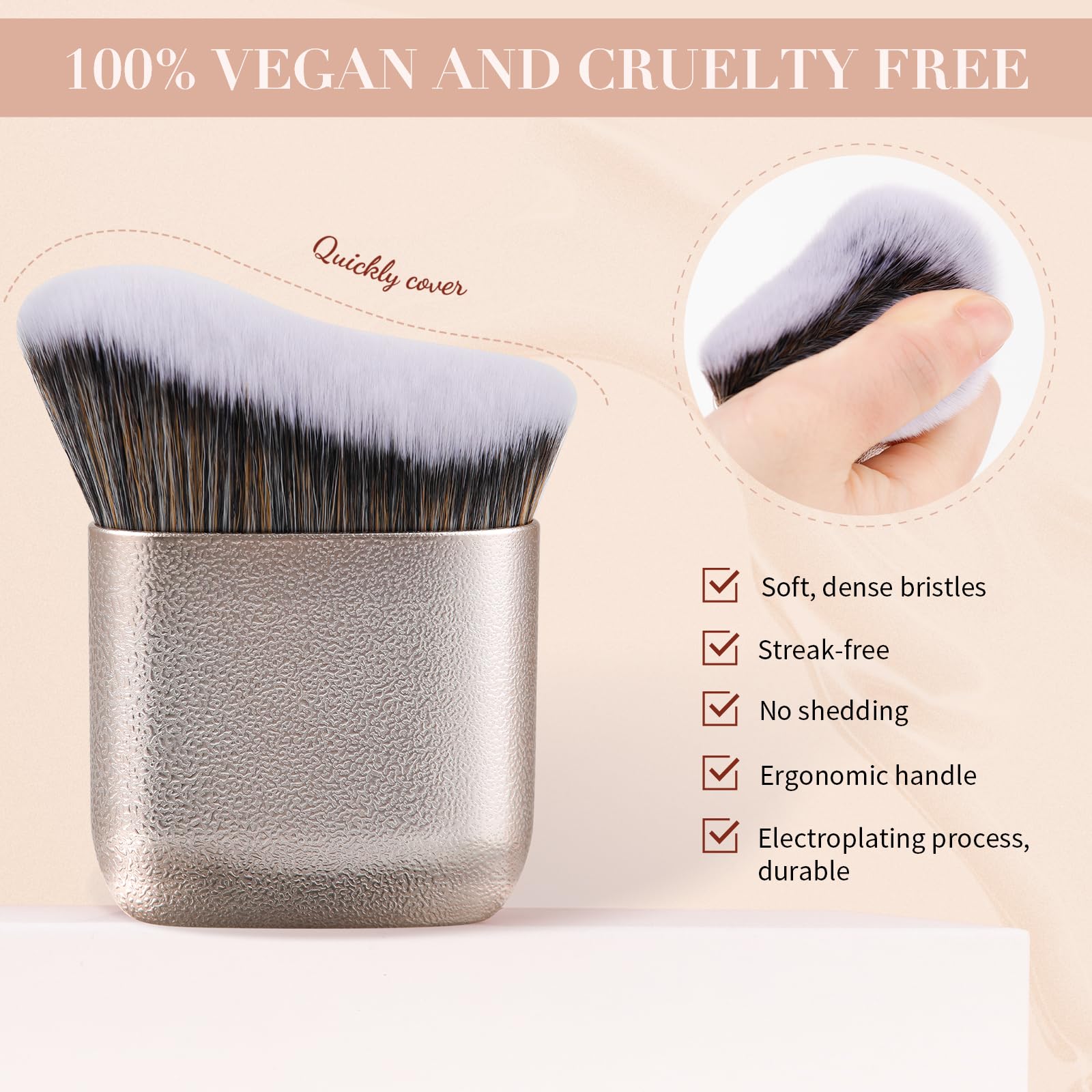 docolor Extra Large Body Makeup Brush for Self Tanner – 3 Inch Wide Head for Fast Full-Body Coverage, Soft Synthetic Fibers for Flawless Application of Foundation, Powder, Bronzer, Face and Body Brush