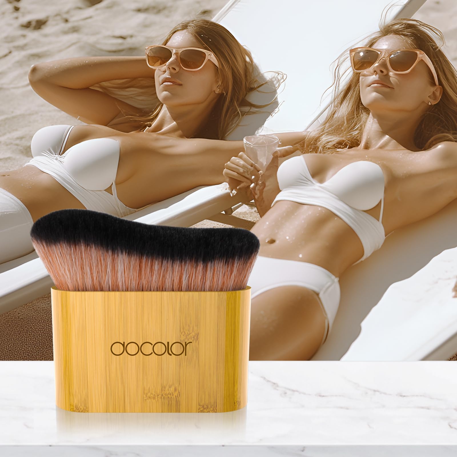 docolor Extra Large Body Makeup Brush for Self Tanner – 3 Inch Wide Head for Fast Full-Body Coverage, Soft Synthetic Fibers for Flawless Application of Foundation, Powder, Bronzer, Face and Body Brush